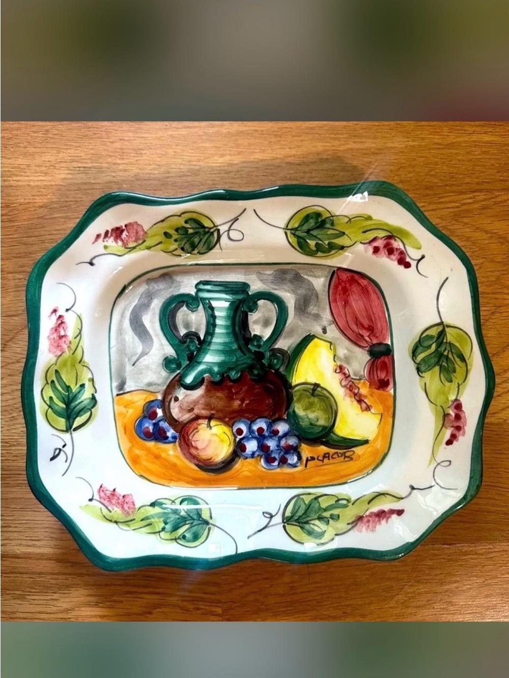 Italian Italy Ceramic Fruit Plate/Platter - Piacor "Fatto a Mano" Hand Painted